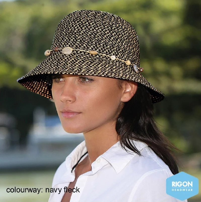 Cancer Council Ladies Bohemian Bucket Hat- Navy Fleck