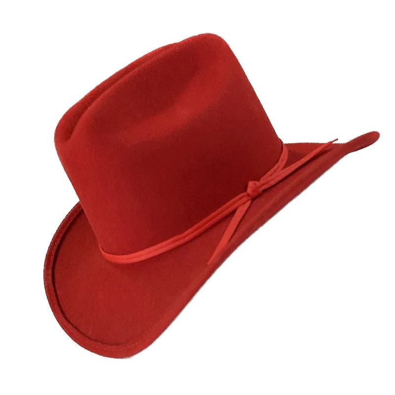 Kid's Red Hard 100% Wool Felt Western Hat